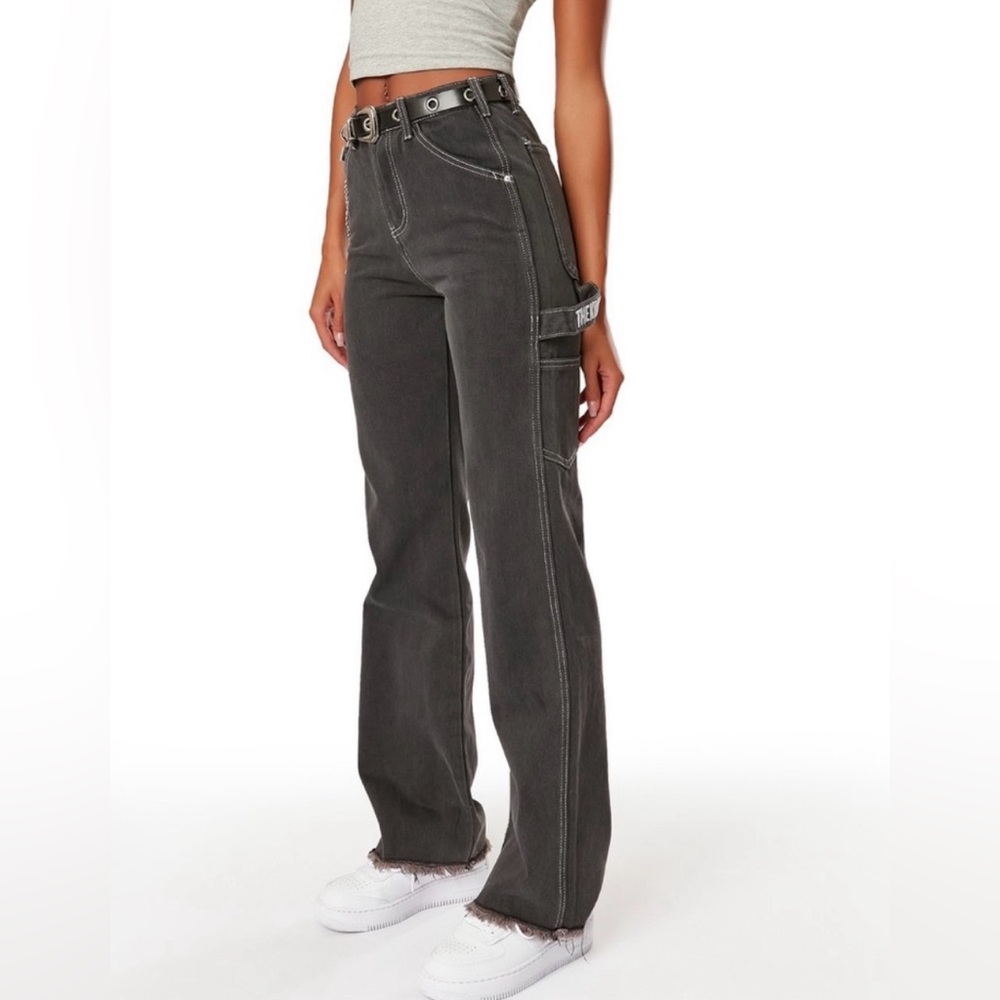 Women’s The Kript Carpenter Denim Jeans Pepper Black-Gray Size XS